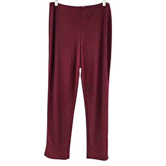 Sympli Narrow Midi Pant Burgundy Women’s Size 10 Minimalist Slim Fit Jersey Knit - Picture 1 of 12